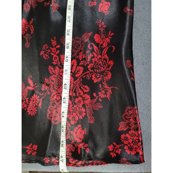 MORGAN TAYLOR Intimates Black Red Floral Nightgown Slip Dress Whimsigoth SZ M - Picture 8 of 10